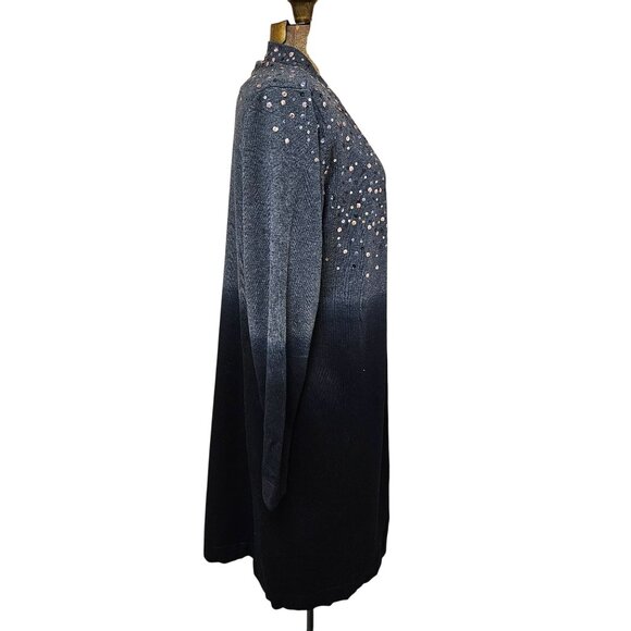 Chicos Cardigan Womens Size 3 Large Black Dip Dye Glam LS Sweater Sequins NWT - Picture 2 of 10